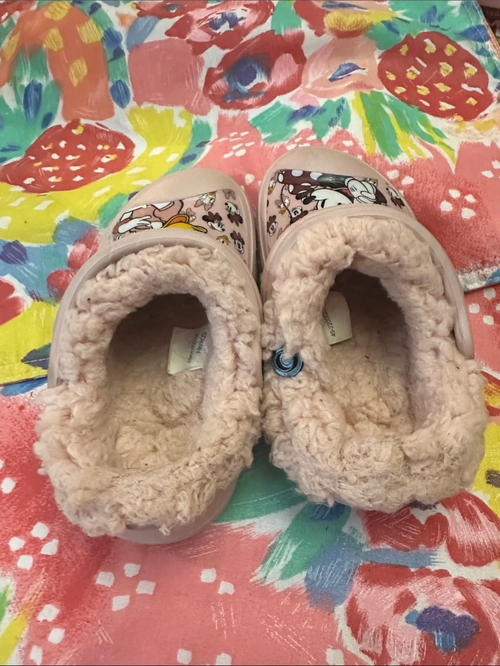 Disney Pink Mickey & Daisy Fleece-Lined Slip-On Clog Slippers